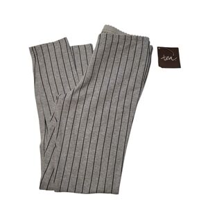 NWT Tea Leggings Gray Black Verticle Stripes Size 10 94% Cotton
